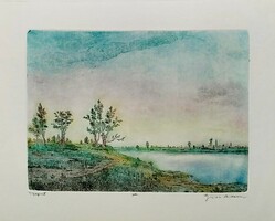 Gross arnold: yew coast - original color etching, without frame