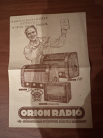 Orion radio otp savings detail 1951