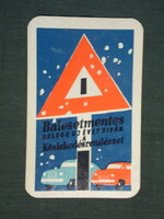 Kártyanaptár, Rendőrség közlekedésrendészet ,grafikai rajzos,ünnepi,újév,autó, 1961 ,  (1)