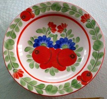 Porcelain plate with red and blue flowers for sale