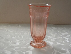 Art deco színes, rózsaszín üveg váza