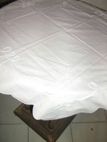 Beautiful sewn embroidered white tablecloth