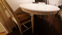 Szecessziós garnitúra / asztal, 6 szék és egy puff