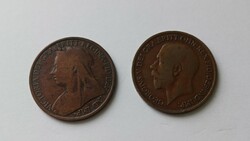 1 Penny (One Penny) 1db 1896, 1db 1918 KN, Együtt a 2db, LOT, Anglia