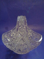 Lip lead crystal basket with handles - offering