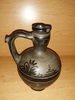 Hódmezővásárhely csaba z. Black ceramic rattle jug - 18 cm high (10/d)