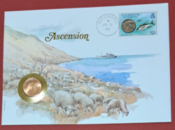 Ascension-sziget 1984. 1 Penny érmés boríték UNC
