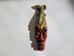 Retro kerámia afrikai maszk 31 cm falidísz néger nő mid century Zahajszky László fali dísz dombormű