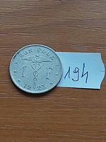 Belgium belgique 1 franc 1923 bon pour, nickel, i. King Albert 194