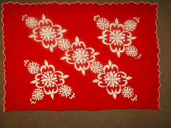 Embroidered cushion red