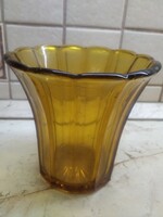Amber yellow glass jar for sale!