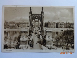 Régi képeslap: Budapest, Erzsébet-híd (1934)