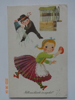 Old graphic Easter greeting card - drawing by Sándor Benkő