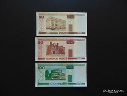 Fehéroroszország 20 - 50 - 100 rubel 2000
