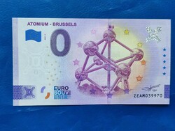 BELGIUM 0 EURO 2023 BRÜSSZEL ATOMIUM RITKA EMLÉK PAPÍRPÉNZ! UNC!