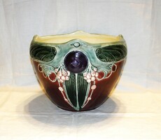 Large Art Nouveau faience bowl - 28 cm