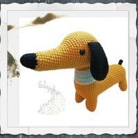 Bibi is the little dachshund crocheted amigurumi dog