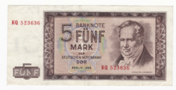 Öt Márka bankjegy NDK Berlin 1964