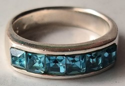 Blue stony silver ring