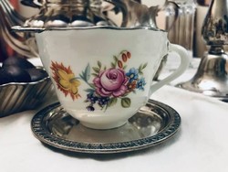 Hutschenreuther rose tea cup with platinum rim..