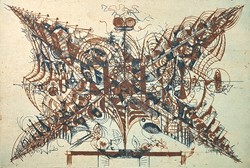 Hincz Gyula: Kompozíció (aláírt rézkarc) modern grafika