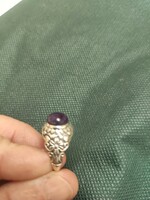Israeli silver ring with amethyst stone