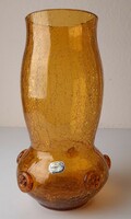 Vintage Czech glass cracked vase, designed by Jan Havelka