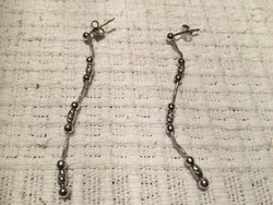 Pair of silver (ag) piercing, ball, dangling earrings, 6 cm, 2.3 grams (gyfd)