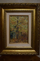Beautifully framed oil painting with kiss mark autumn landscape