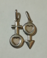Boy-girl silver pendant pair of pendants, breakable.