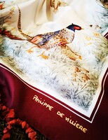 Philippe de villiere scarf 100% silk, pheasant, wild duck, etc.