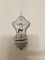 Antique holy water holder 18.-19. Century porcelain Christian religion wall holy water tank 235 7912