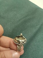 Israeli silver ring with hematite stone