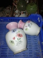 Hollóházi porcelán vázák 2 db