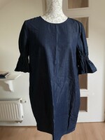 Fashionable dark blue thin denim dress, tunic