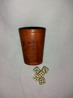 Poker dice in marked leather case