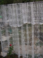 Retro modern fishnet thread curtain 290x180 cm - freshly washed