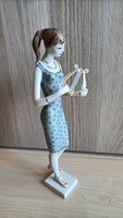 Extra rare!!! Kőbánya porcelain girl with a lute
