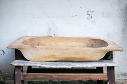 Vintage folk wooden mixing bowl turtle