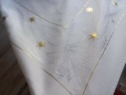 Gold star Christmas damask tablecloth