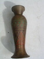 Retro Colorful Patterned Copper Vase