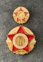 Excellent worker of heavy industry with an award badge miniature