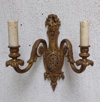 Beautiful copper wall lever with 2 prongs, cast in neo-baroque style