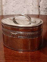 Large silver-plated jewelry box with plush lining inside, the top can be engraved