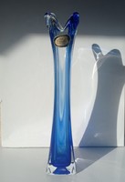 Lux Glass kék művész üvegváza