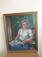 Worker 1953 - 50x70 cm oil on canvas, signed by friend István, in a gilded frame