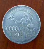 Románia ezüst 100 000 Lei 1946