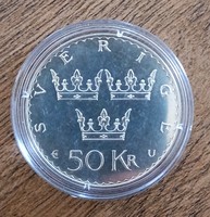 Ezüst Svéd 50 korona - 1975 - 27 g  / 36 mm