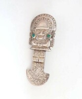 Antique silver tumi chrysocolla Peruvian badge