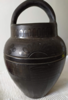 Black ceramic pot with handle